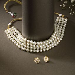 Peora Gold-Plated Beaded-Studded Jewellery Set-picture-36