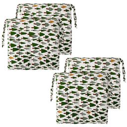 Kuber Industries Green & White 4 Pieces Printed Cotton Comfort Chair Pads-image-80
