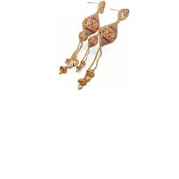 Opal Touch Gold-Plated Cubic Zirconia Studded Teardrop Shaped Drop Earrings image 2