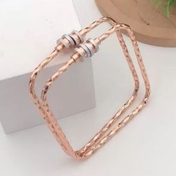 DIMIKI Rose Gold-Plated American Diamond Studded Square Cuff Bracelet-6