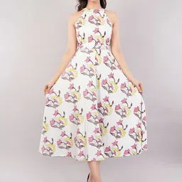 Purple State Women Floral Printed Halter Neck Fit & Flare Maxi Dress-image-75