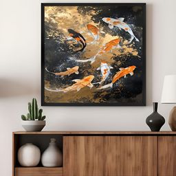 999Store Black & Brown Koi Fish Canvas Wall Art-image-4