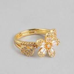 DressBerry Women Stone-Studded Floral-Shaped Adjustable Finger Ring-image-91