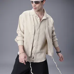 SOKO STREET Relaxed Fit Self Design Textured Drop-Shoulder Sleeves Casual Shirt-picture-24