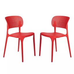 Rose Eva Cafe Elegant Chairs With Backrest Mid Back Red (Set of 2)-image-67