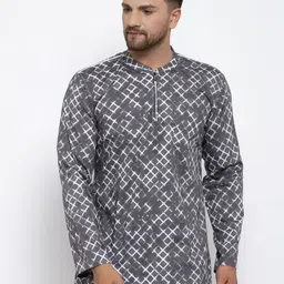 Arch element Men Geometric Printed Thread Work Kurta-picture-2