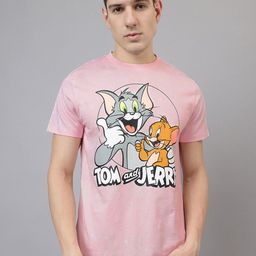 Free Authority Men Tom & Jerry Graphic Printed Round Neck Cotton Relaxed Fit T-shirt-image-62