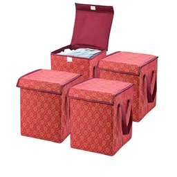 Kuber Industries Maroon & Yellow 4 Pieces Foldable Multi-Utility Organisers 40L-35