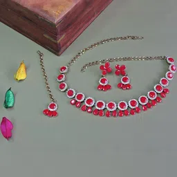 VATSALYA creation Gold-Plated Artificial Stone Studded Jewellery Set-image-65