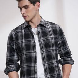HIGHLANDER Men Slim Fit Opaque Checked Casual Shirt-picture-48