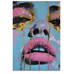 Craftnest creations Blue & Pink Single Piece Canvas Abstract Wall Paintings-picture-46