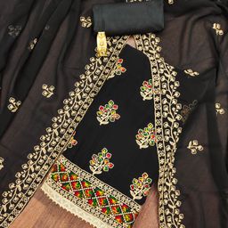 Maroosh Floral Embroidered Georgette Unstitched Dress Material-image-90