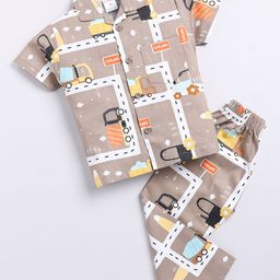 NAUTI KIDZ Boys Graphic Printed Pure Cotton Night suit-image-46