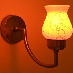 SOMIL Orange & White Printed Glass Cylinder Shaped Wall Lamp-24