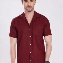 DIVISIVE Men Comfort Slim Fit Solid Cuban Collar Linen Casual Shirt-picture-10