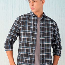 HARDSODA Men Black Checked Casual Shirt-image-7