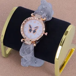LAKSH Grey Scrunchies Strap Analog Watch-picture-7