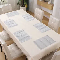 HOKIPO Blue & White 6 Pieces Striped Rectangle Table Placemats-image-71