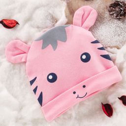 Babyhug 100% Cotton Cap Animal Print Pink - Diameter 15 cm-image-77