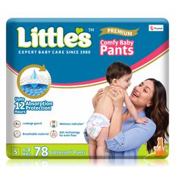 Little's Comfy Baby Pants Diapers Small Size with Wetness Indicator and 12 hours Absorption - 78 Pieces-3