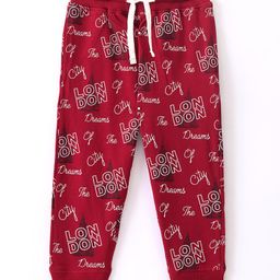 Doreme Single Jersey Knit Ankle Length Lounge Pant Text Print - Chilli Red-10