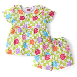 Babyhug Single Jersey Cotton Knit Half Sleeves Night Suit Fruity Print - Multicolour-image-89