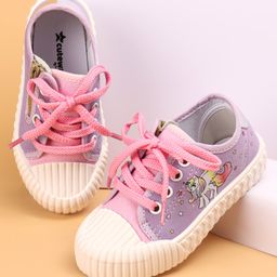 Cute Walk by Babyhug Lace Up Causal Shoes With Unicorn Print - Purple-image-66