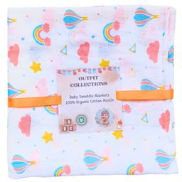 Outfit Collections Organic Swaddles Blanket Cotton Muslin pack of 1 - Multicolor-image-17