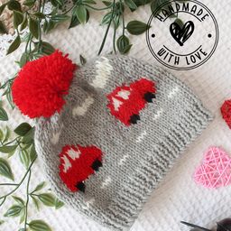Woonie Handmade Pom Pom & Vehicles Detailed Cap - Grey-image-32
