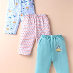OHMS Single Jersey Full Length Lounge Pants with Stripe & Animal Print Pack of 3 - Blue Turquoise & Orange-picture-17