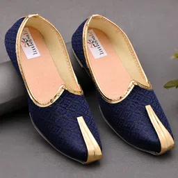 Little Palz Abstract Embroidered Mojaris - Navy Blue-picture-18