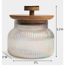 Ireka Homes Gleam Glass Jar with Acacia Wood Lid & Resin Knob with a capacity of 980ml.-12