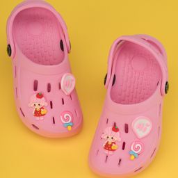 Yellow Bee Solid Clogs With Doll & Lollipop Charms - Pink-image-27