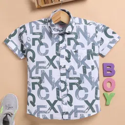 Toonyport Boys Typography Printed Spread Collar Cotton Casual Shirt-image-48