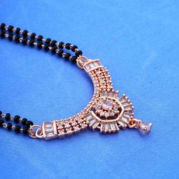 STYOLLO Rose Gold-Plated Artificial Stones Studded & Beaded Mangalsutra-image-68
