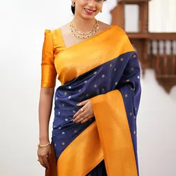 SWEETPEL Woven Design Zari Banarasi Saree With Blouse Piece-picture-36