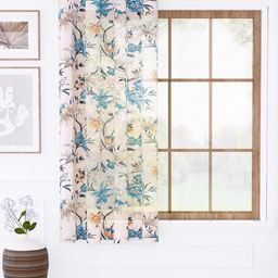 Story@home Cream-Coloured & Blue Floral Sheer Window Curtain-56