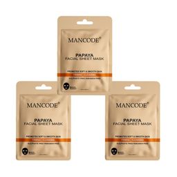 MANCODE Papaya Set Of 3 Facial Sheet Mask - 25ml Each image 1