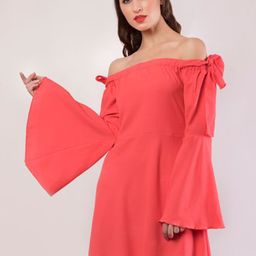DELIS Women Off-Shoulder Fit & Flare Dress-image-38