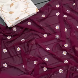 Peachmode Floral Pure Georgette Saree-picture-14