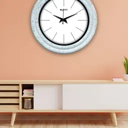 OLIVE TREE Blue & White Textured Round Modern Wall Clock-picture-2
