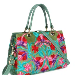 WOMEN MARKS Printed PU Structured Hobo Bag with Fringed image 3