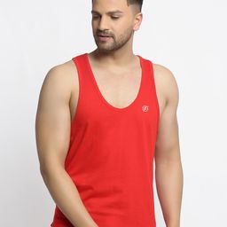 Friskers Men Red Solid Gym Vest-image-67