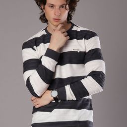 V-Mart Men Striped Round Neck Cotton Slim Fit Cotton T-shirt-picture-24