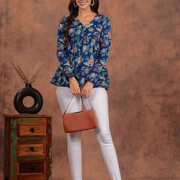 KALAMIR Women Floral Print Twisted Cotton Top-image-98