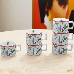 laghima jadon Multicoloured Set of 6 Printed Ceramic Cups-picture-4