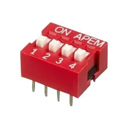 APEM DIP SWITCH, 4POS, SPST-NO, SLIDE, TH, NDS04V-32