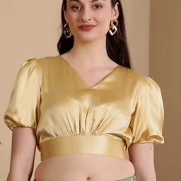 Frolic Rolic Puff Sleeves V Neck Saree Blouse-image-99