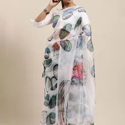 KIMISHA Printed Abstract Organza Saree-image-0