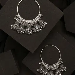 Sangria German Silver-Plated Celebrity Inspired Trendy Hoop Earrings-19